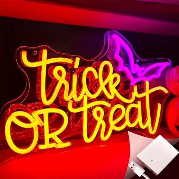 Halloween Neon Sign Trick Treat Neon Sign for Led Halloween Sign Bedroom Party - Picture 7 of 7
